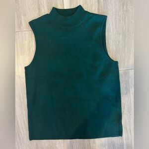Marled Green Sleeveless Turtleneck Sweater
